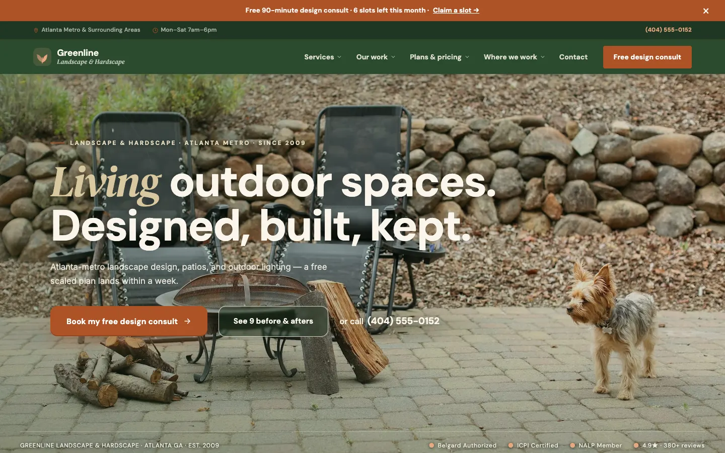 Greenline Landscape & Hardscape website